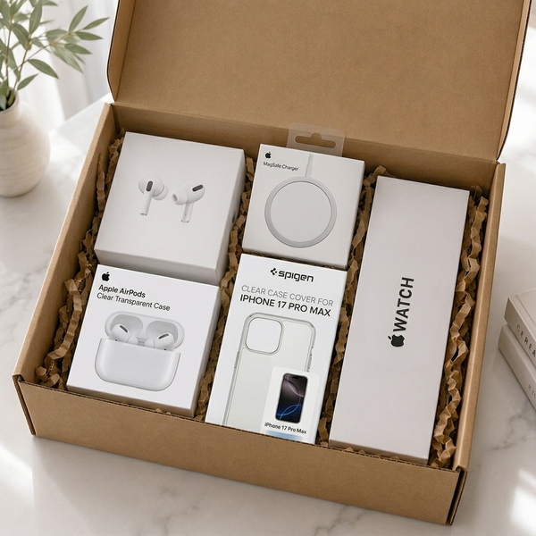 Qourix 5-in-1 Accessories Bundle – AirPods Pro, MagSafe Charger, Apple Watch, AirPods Pro Case & iPhone Clear Case